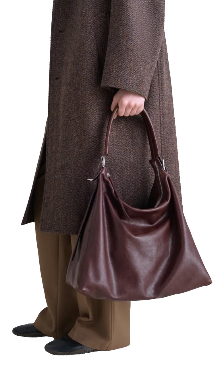 Lemaire Belted Hobo Bag Espresso Bruin