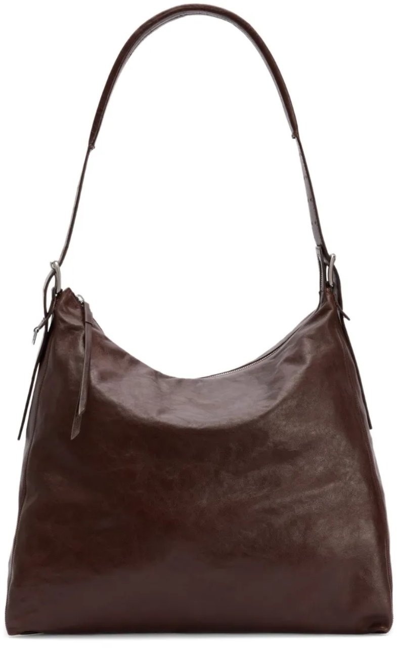 Lemaire Belted Hobo Bag Espresso Bruin