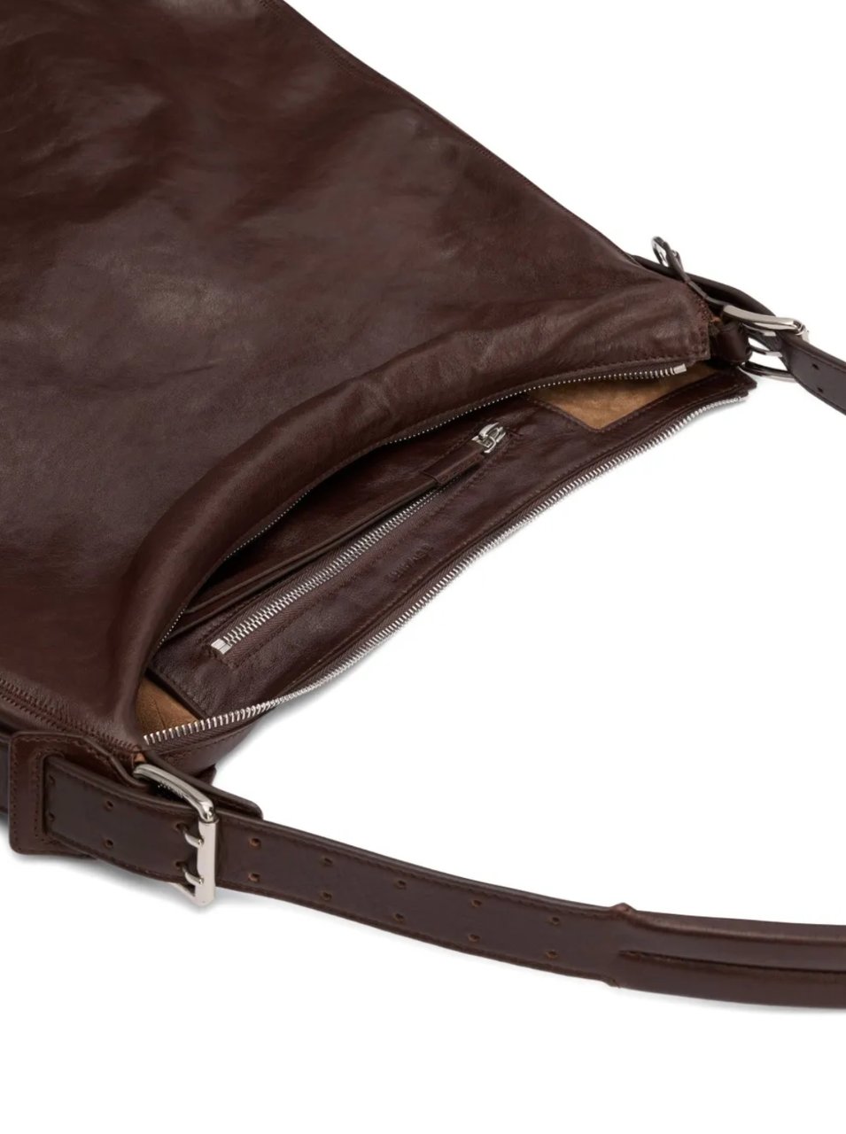 Lemaire Belted Hobo Bag Espresso Bruin