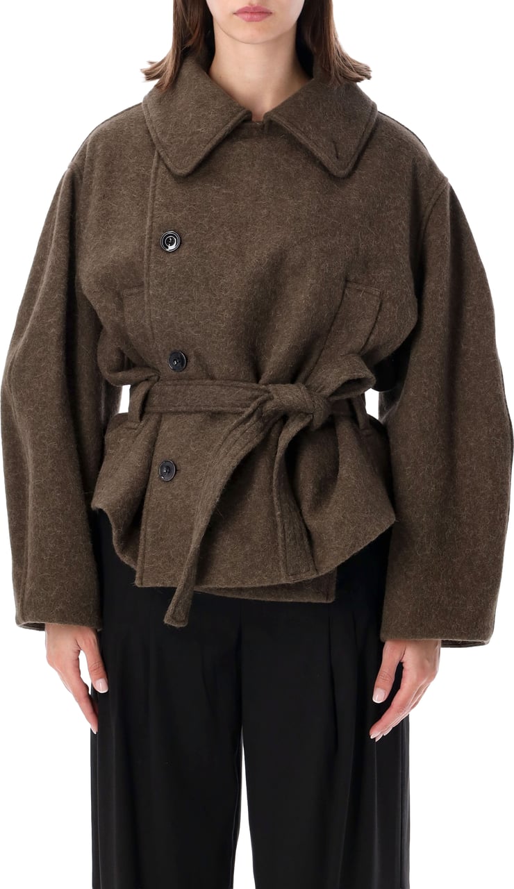 Lemaire Short Wrap Coat Mud Taupe