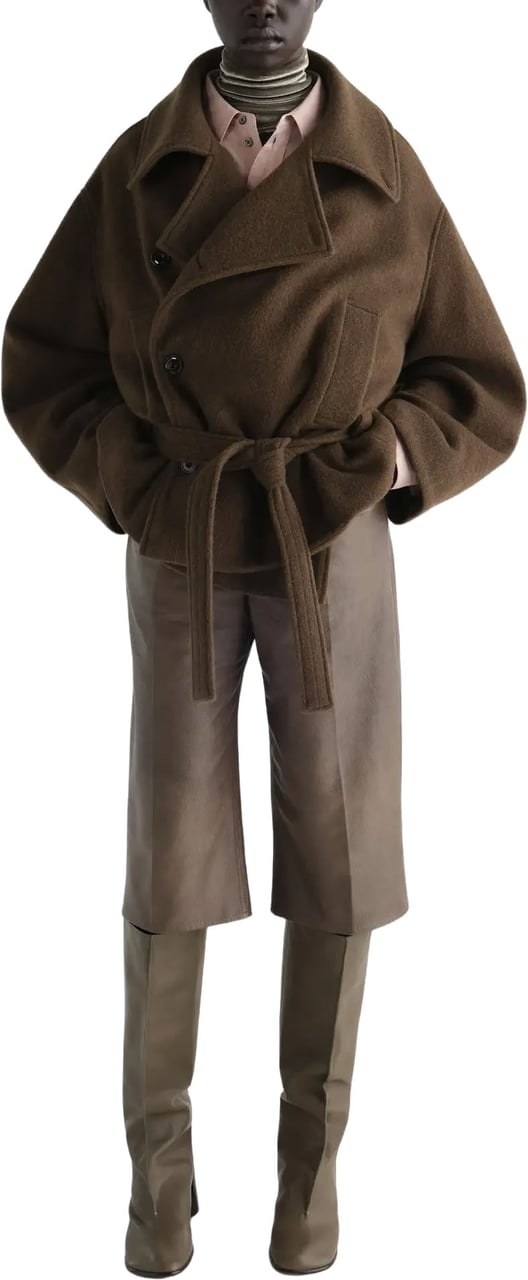 Lemaire Short Wrap Coat Mud Bruin