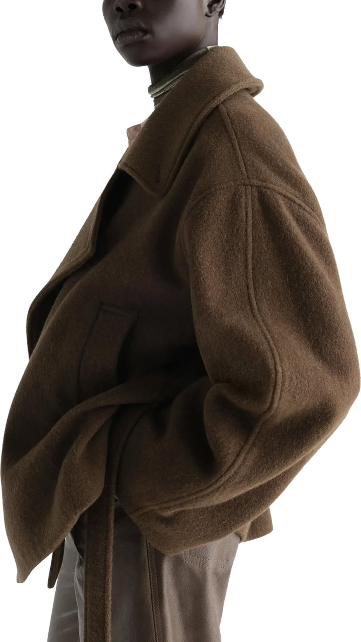 Lemaire Short Wrap Coat Mud Bruin