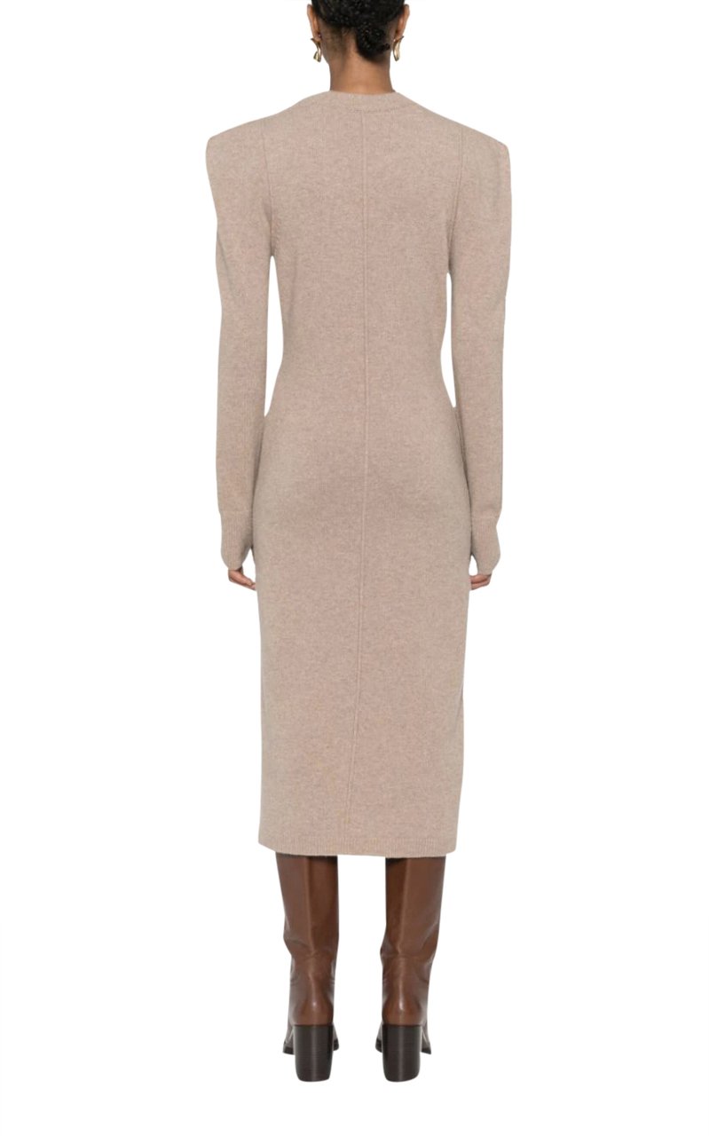 Lemaire Crew Neck Midi Dress Latte Coffee Divers