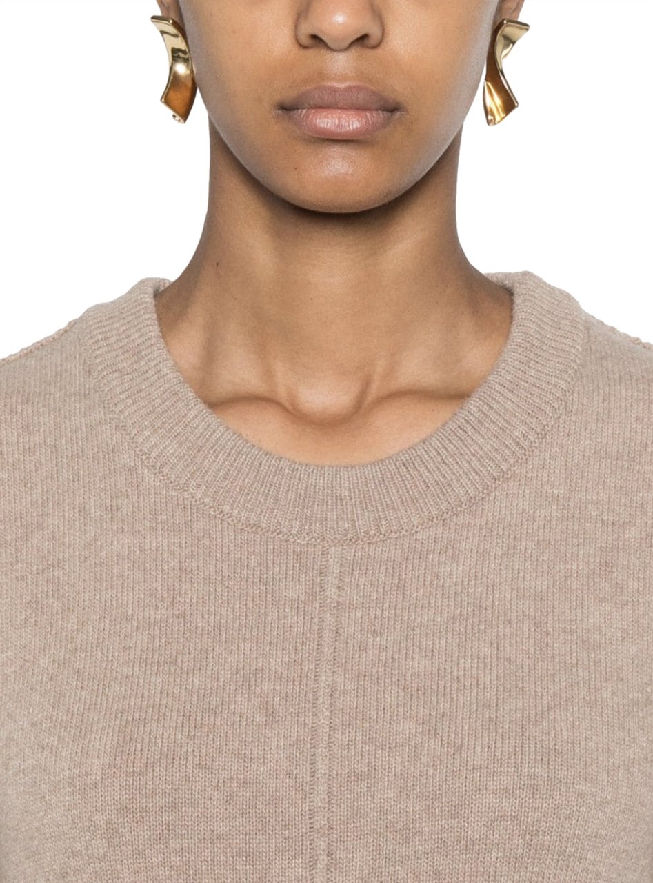Lemaire Crew Neck Midi Dress Latte Coffee Divers
