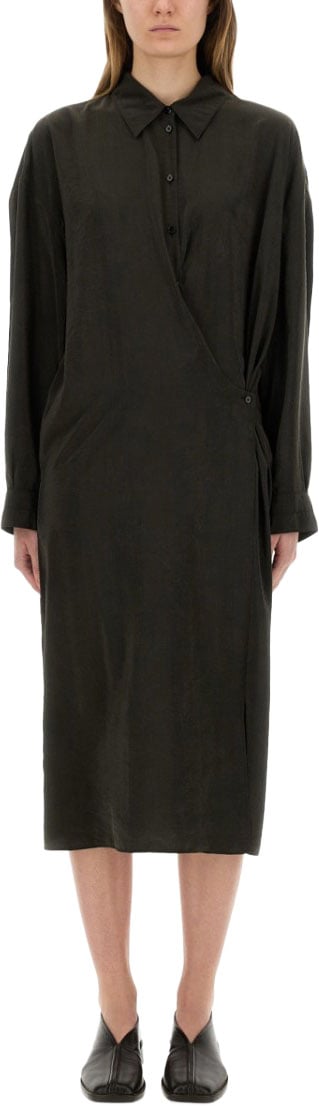 Lemaire "Straight Collar Twisted" Dress Bruin