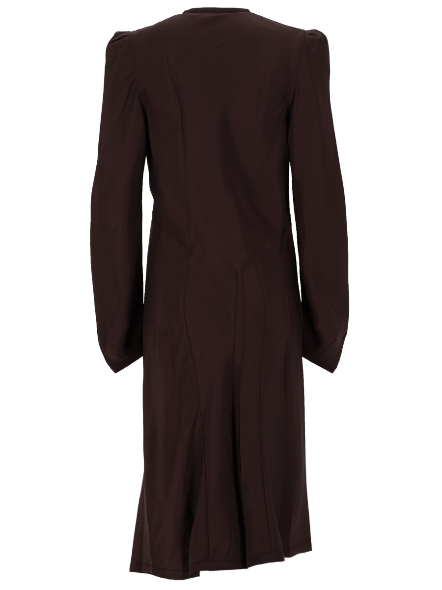 Lemaire Asymmetrical Pleated Viscose Mini Dress Zwart