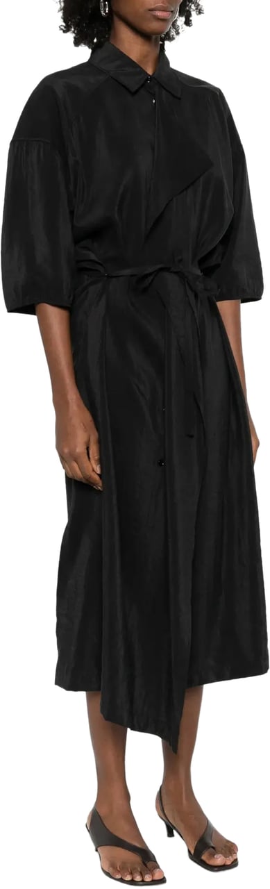 Lemaire Asymmetrical Shirt Dress Black Zwart