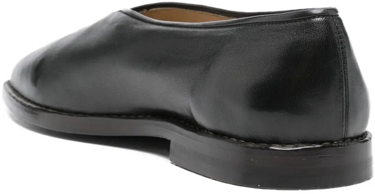 Lemaire Flat Piped Slippers Black/dark Chocolate Zwart