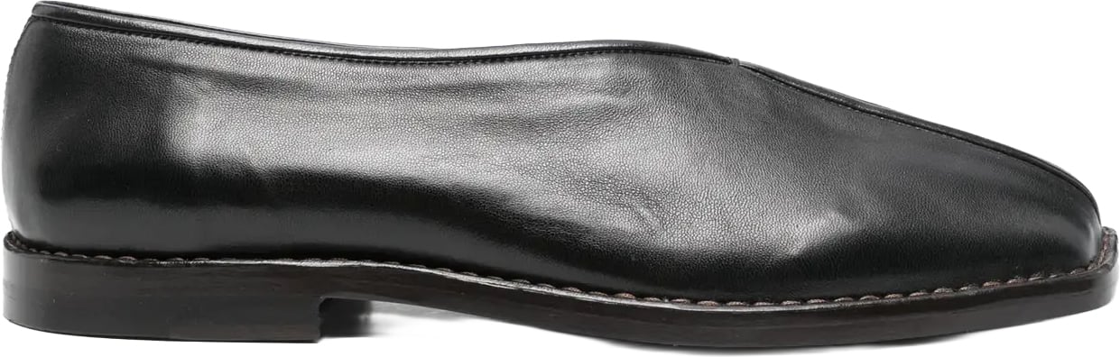 Lemaire Flat Piped Slippers Black/dark Chocolate Zwart