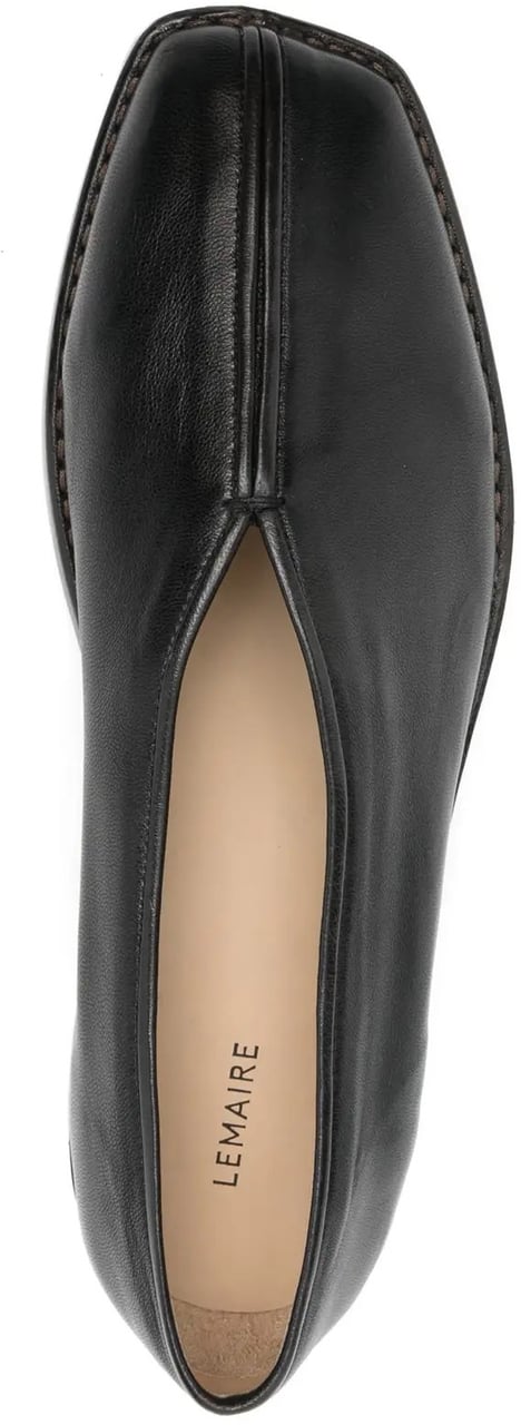 Lemaire Flat Piped Slippers Black/dark Chocolate Zwart