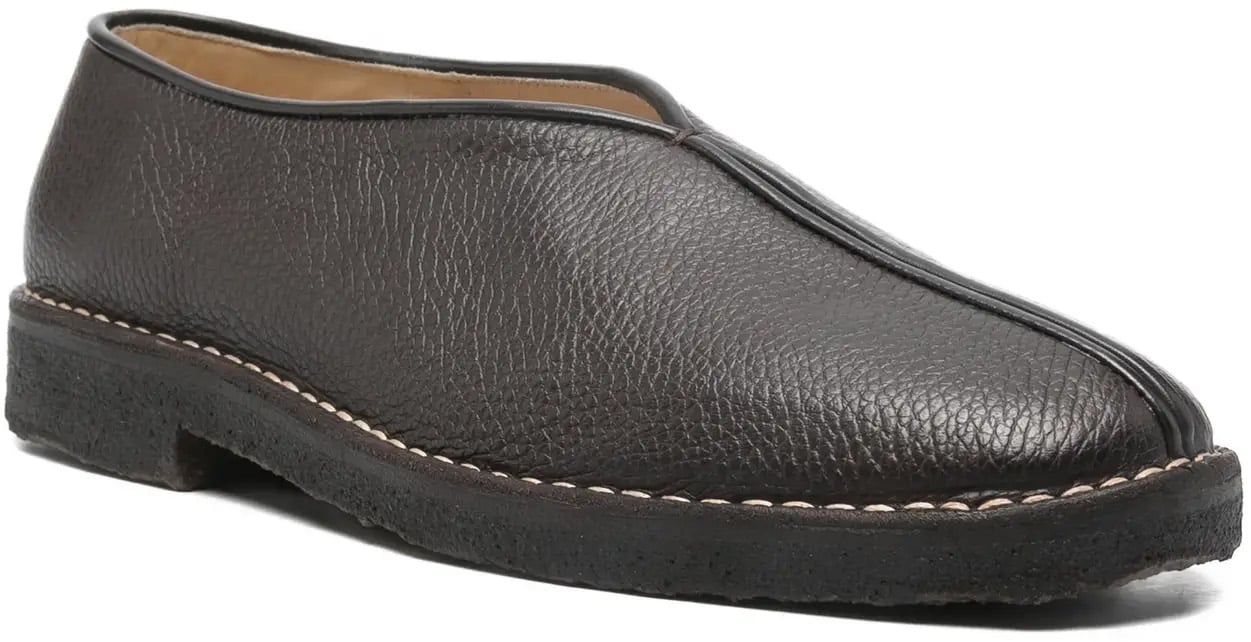 Lemaire Piped Crepe Slippers Dark Brown Bruin