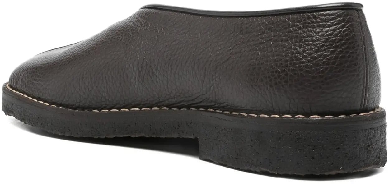 Lemaire Piped Crepe Slippers Dark Brown Bruin