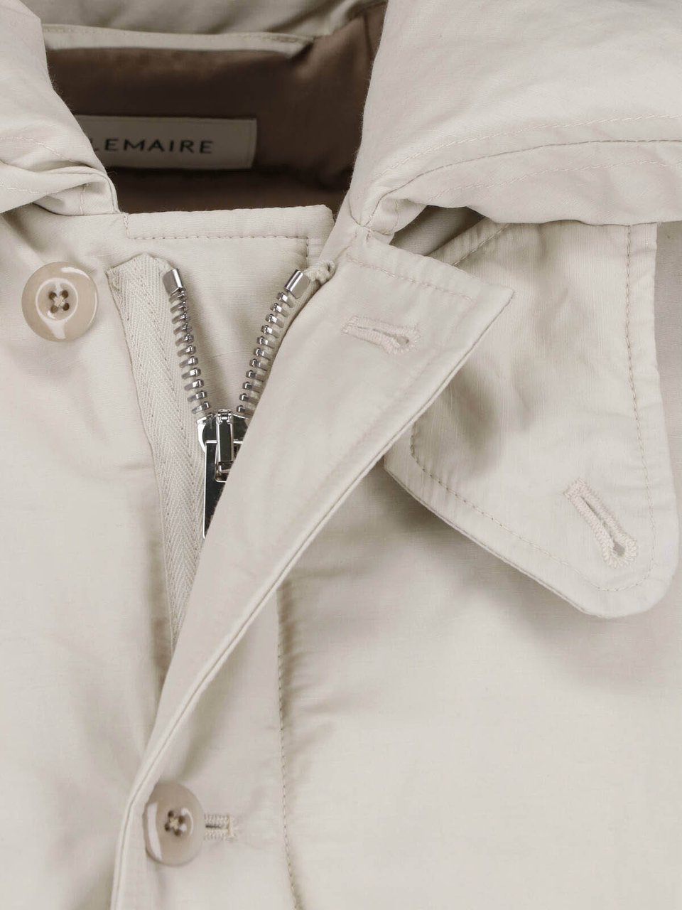 Lemaire Neutral High Padded Collar Cropped Jacket Neutraal