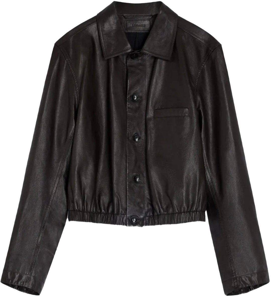 Lemaire Soft Leather Blouson Black Cherry Zwart