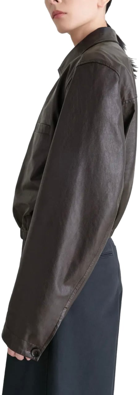 Lemaire Soft Leather Blouson Black Cherry Zwart