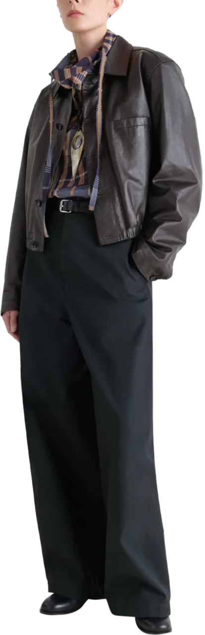 Lemaire Soft Leather Blouson Black Cherry Zwart