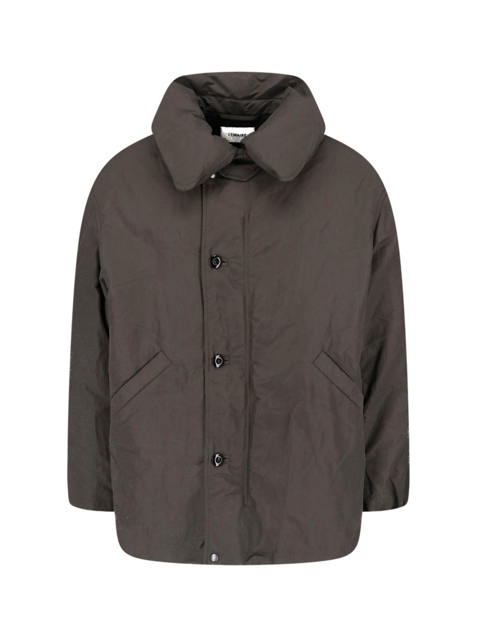 Lemaire Brown High Collar Oversized Casual Jacket Bruin