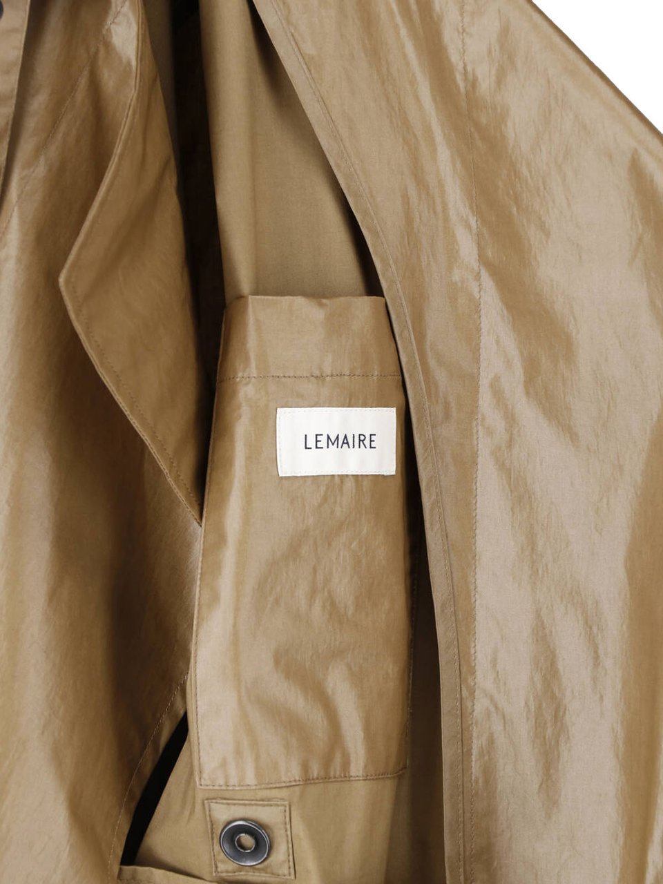 Lemaire Khaki Coated Cotton Short Belted Coat Bruin