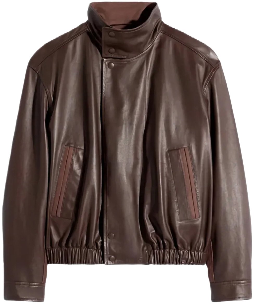 Lemaire Soft Leather Blouson Chocolate Bruin