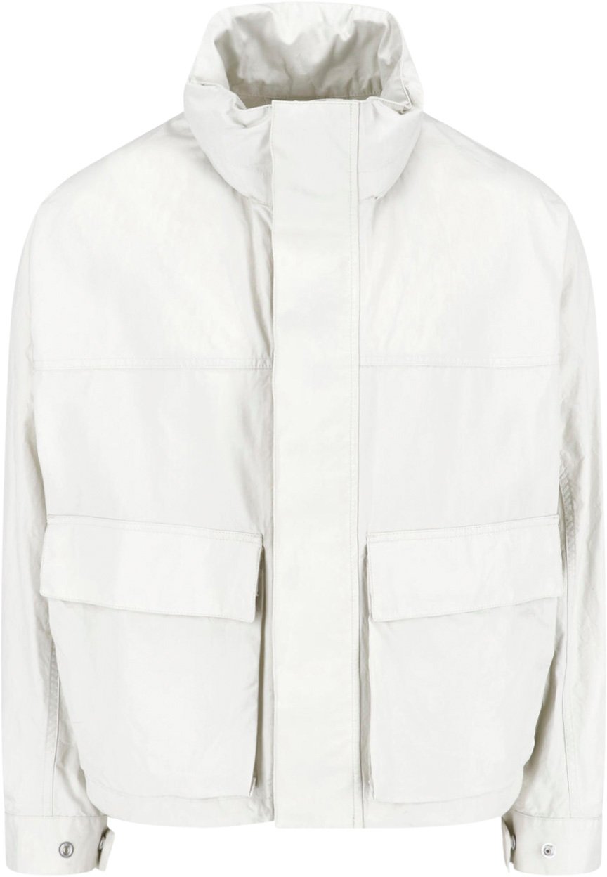 Lemaire Gray Short Ventile Cotton Parka Jacket Wit