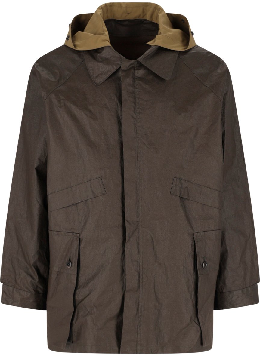 Lemaire Brown Water-Resistant Technical Linen Jacket Bruin