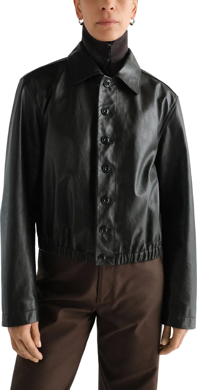 Lemaire Soft Leather Blouson Dark Espresso Bruin