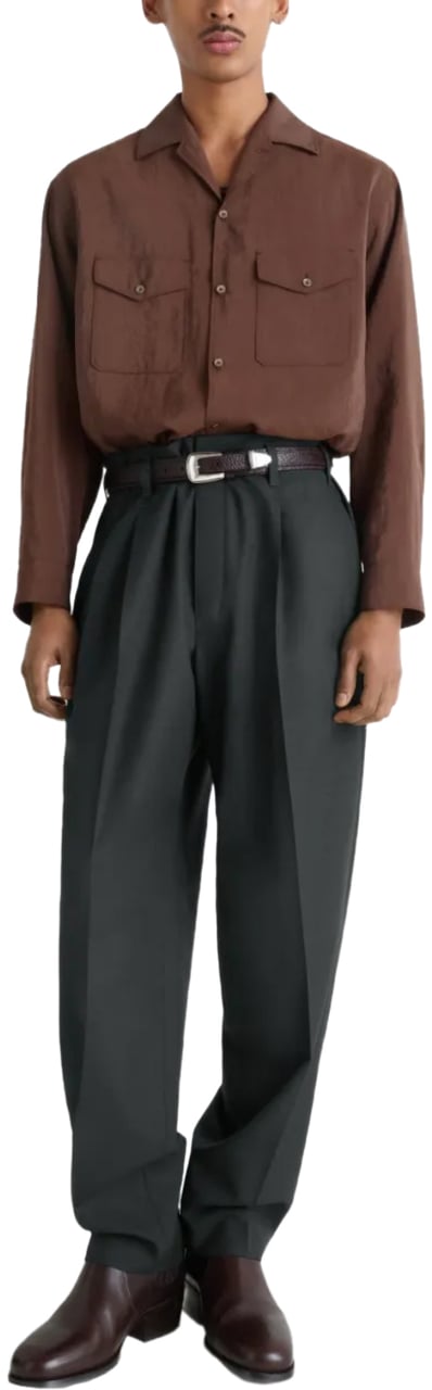 Lemaire Pleated Pants Coal Grijs