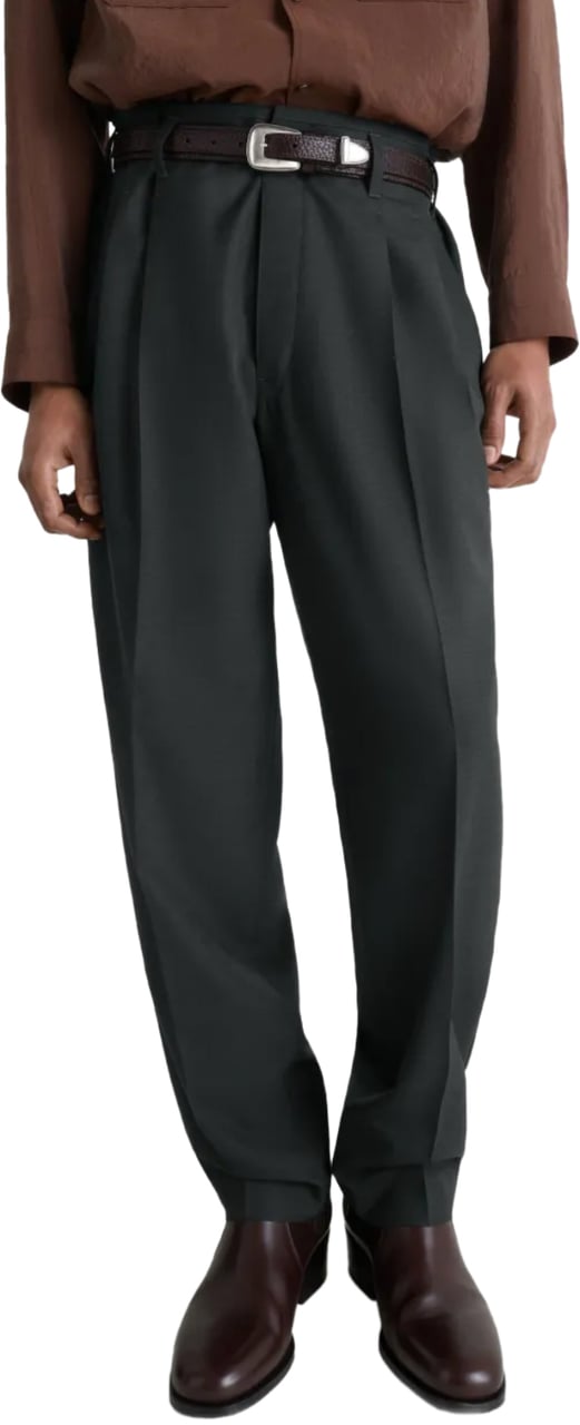 Lemaire Pleated Pants Coal Grijs