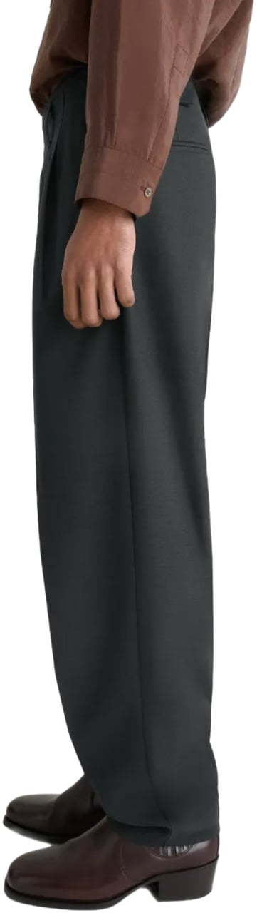 Lemaire Pleated Pants Coal Grijs