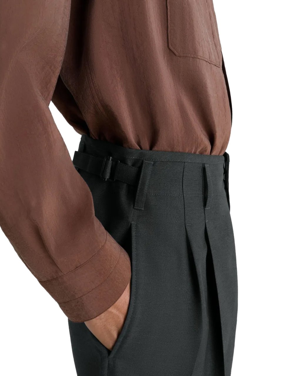 Lemaire Pleated Pants Coal Grijs