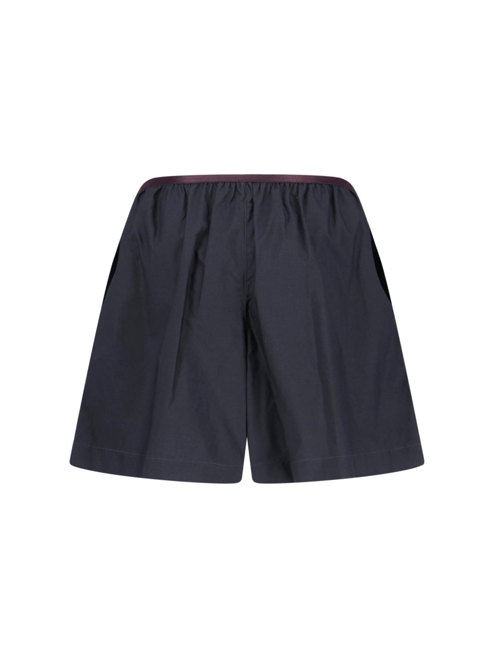 Lemaire Black Silk Blend Gathered Waist Shorts Zwart