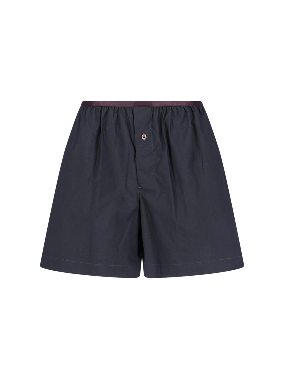 Lemaire Black Silk Blend Gathered Waist Shorts Zwart