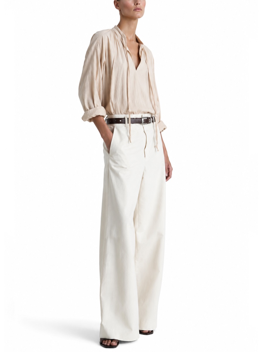 Lemaire Neutrals Wide-Leg Front Pleats Cotton Chinos Grijs