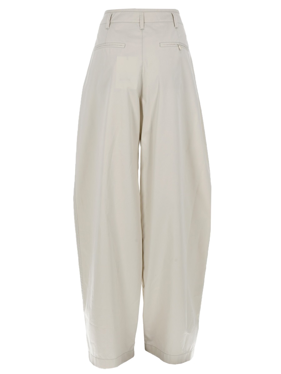 Lemaire Neutrals Wide-Leg Front Pleats Cotton Chinos Grijs