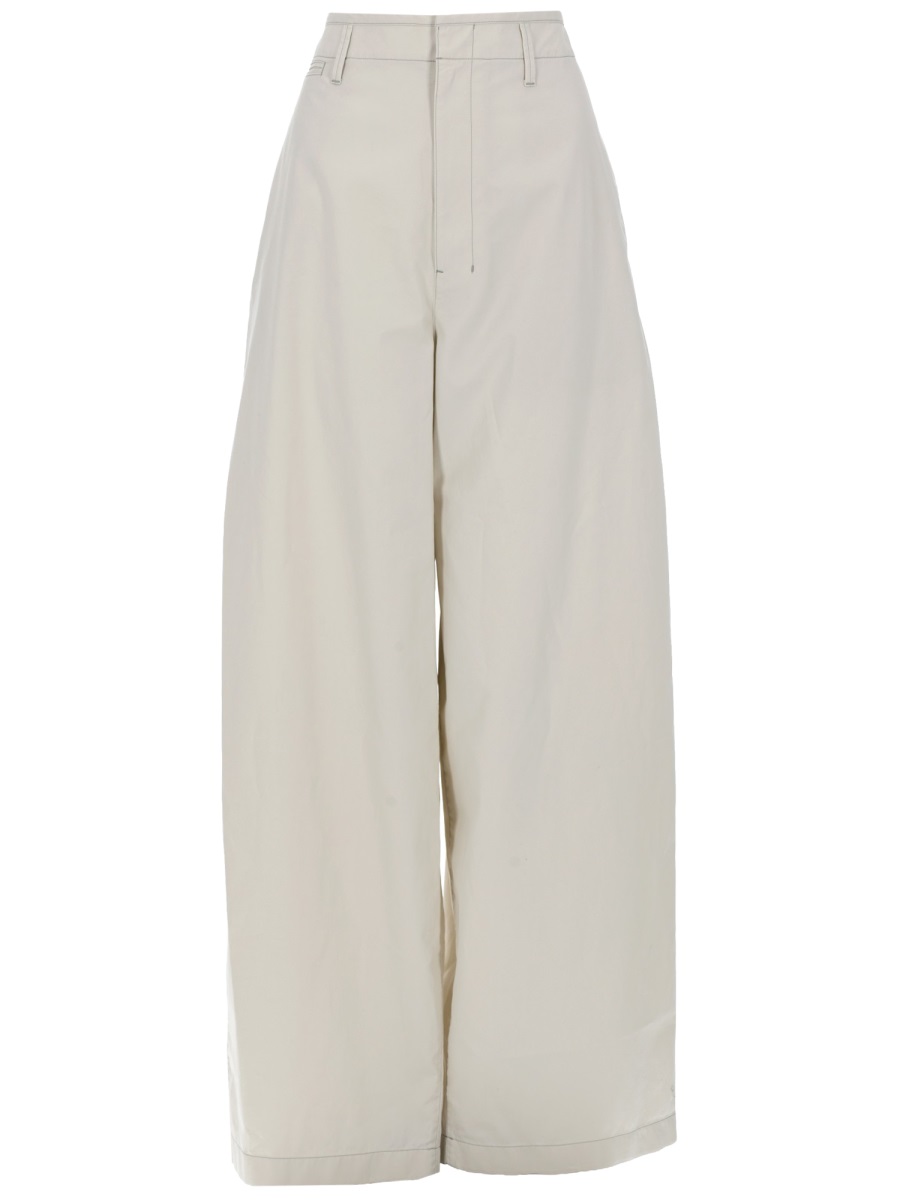 Lemaire Neutrals Wide-Leg Front Pleats Cotton Chinos Grijs