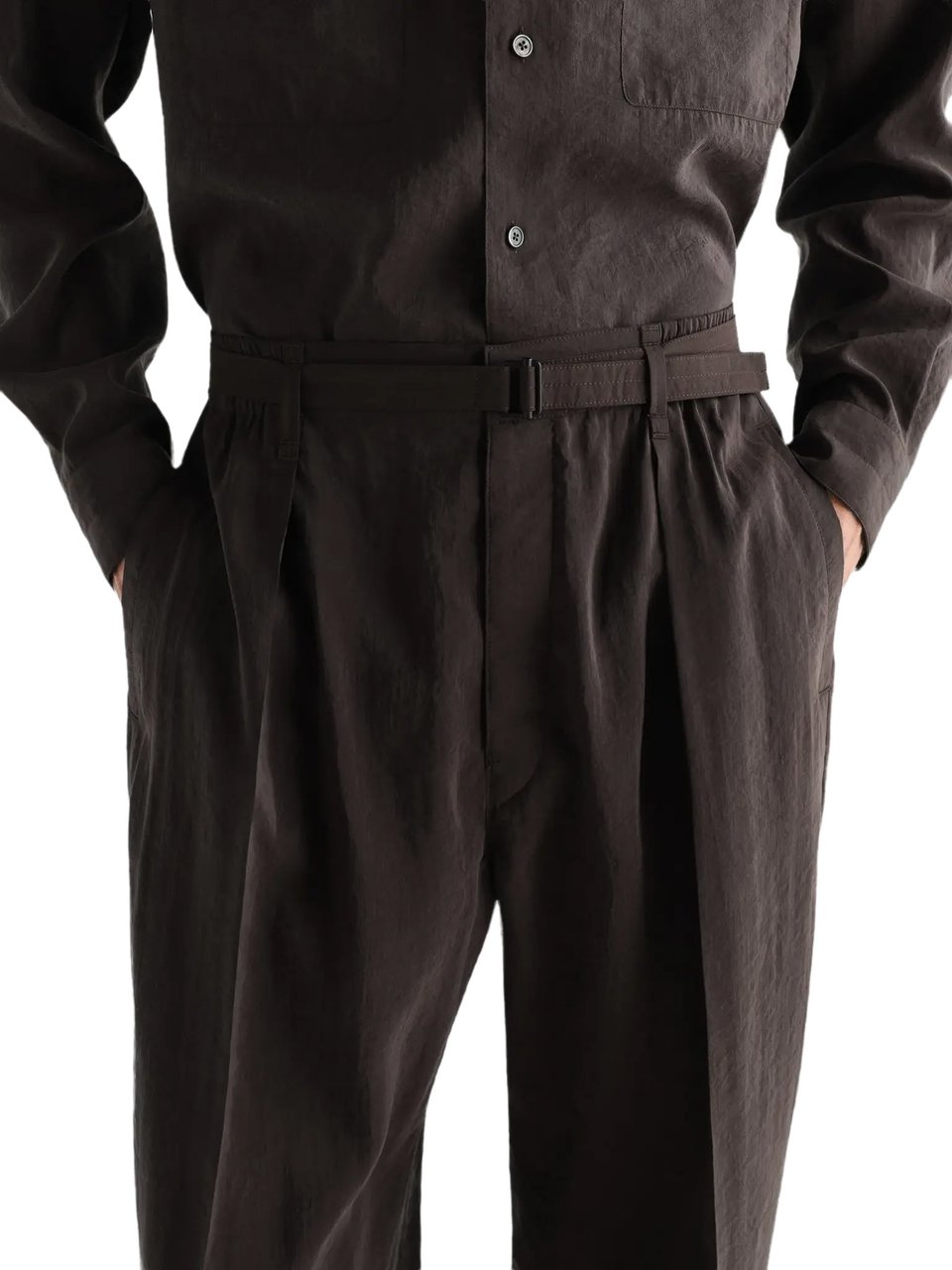 Lemaire Belted Relaxed Pants Licorice Bruin