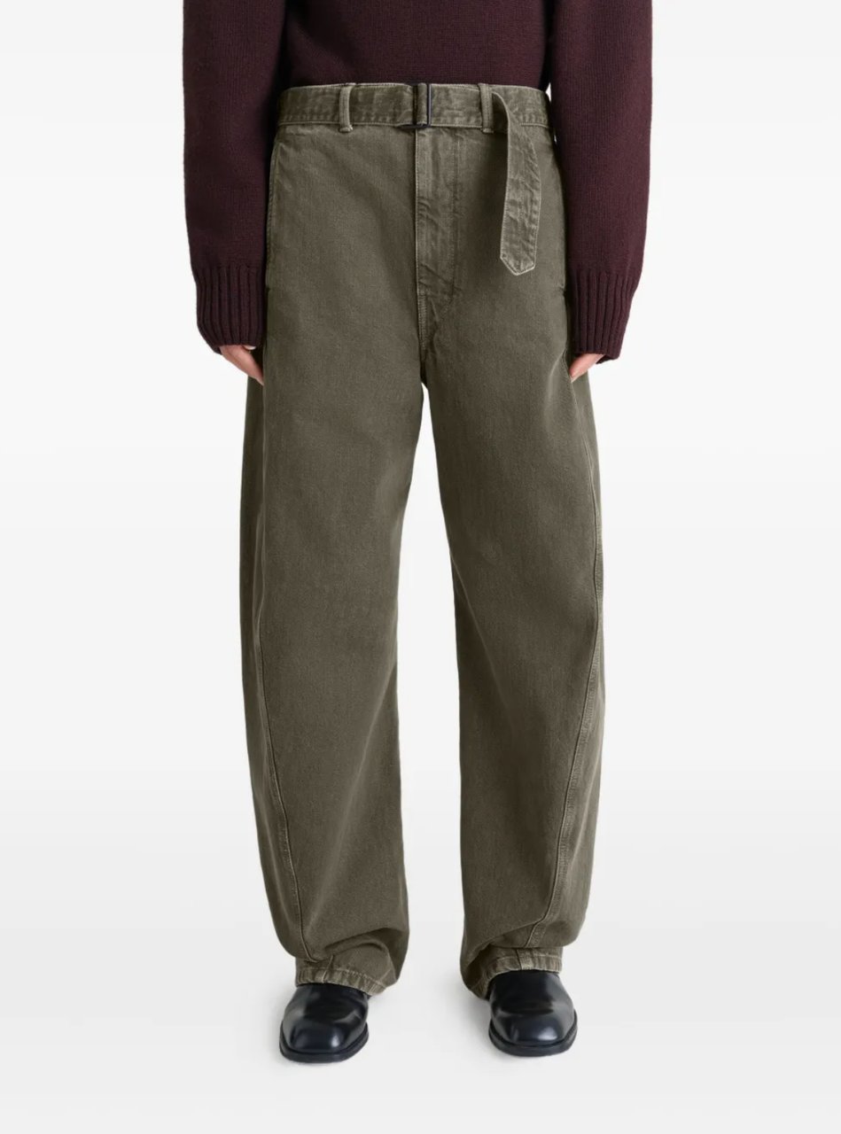 Lemaire Twisted Belted Pants Moss Green Groen