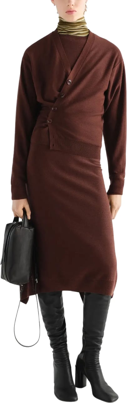 Lemaire Relaxed Twisted Cardigan Acajou Bruin