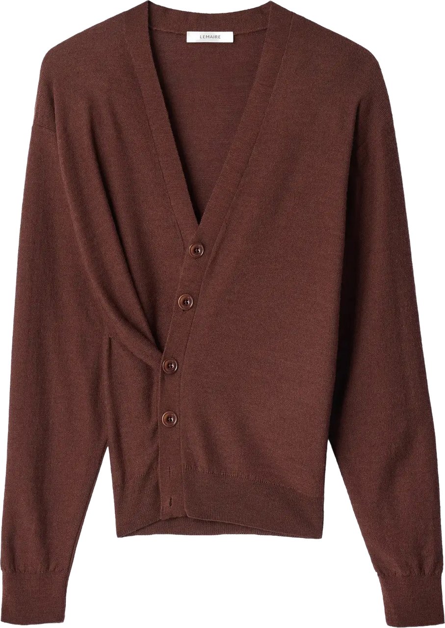 Lemaire Relaxed Twisted Cardigan Acajou Bruin