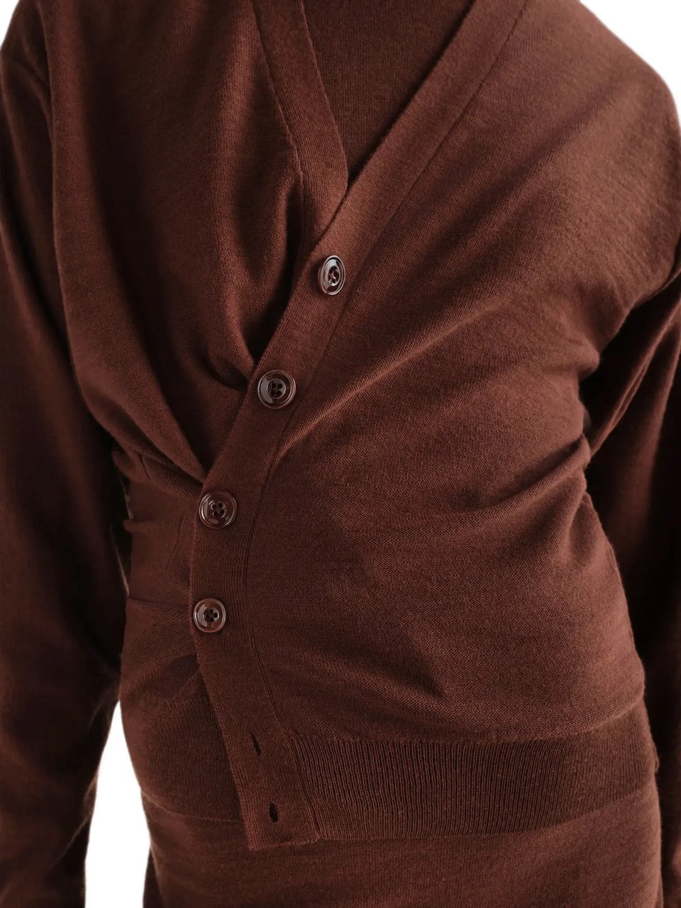 Lemaire Relaxed Twisted Cardigan Acajou Bruin