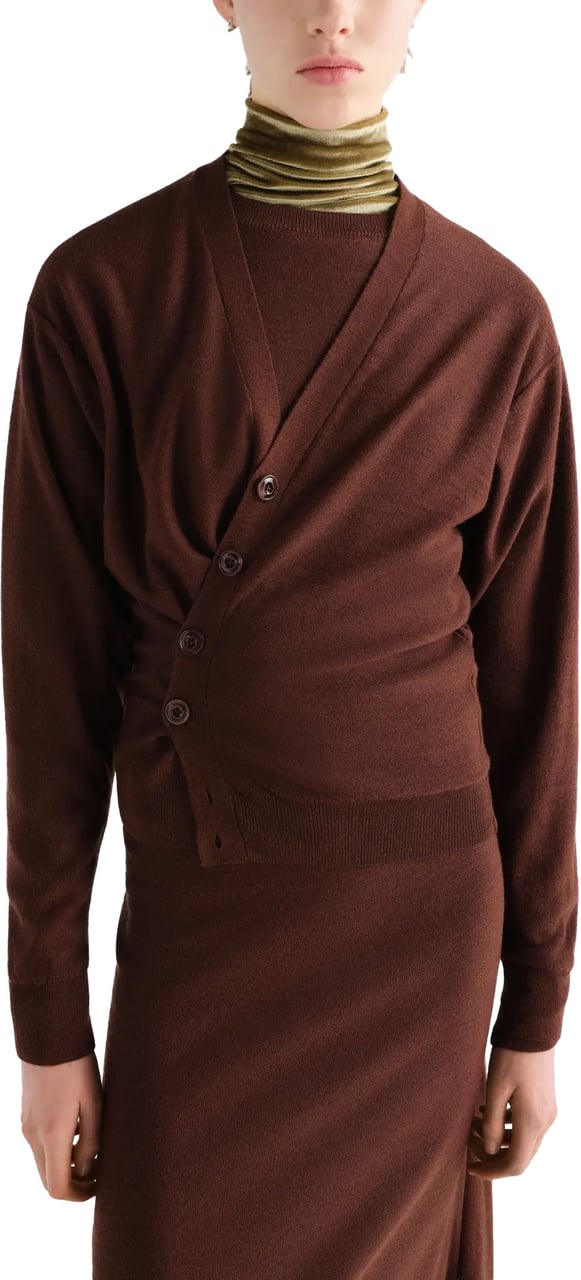 Lemaire Relaxed Twisted Cardigan Acajou Bruin