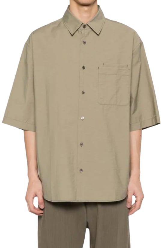 Lemaire Double Pocket Shirt Dusty Khaki Groen