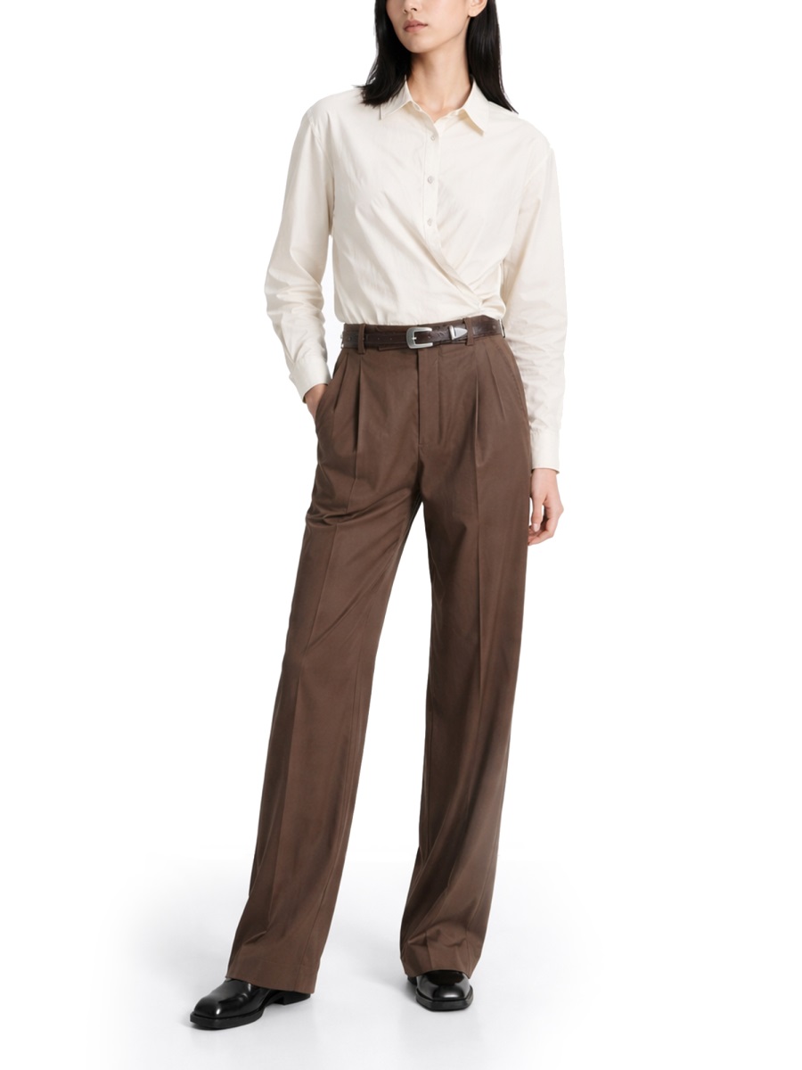 Lemaire Straight Collar Twisted Asymmetrical Front Cotton-Blend Shirt Wit