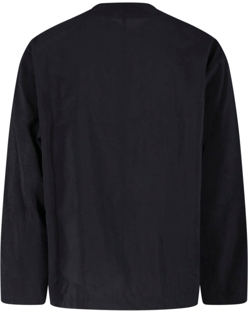 Lemaire Black Silk Blend Round Neck Shirt Zwart