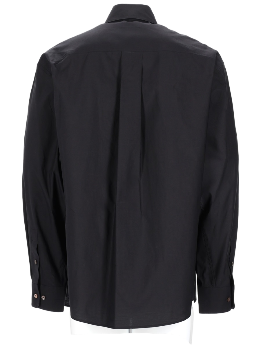 Lemaire Regular Fit Cotton-Silk Pleat Shirt Zwart