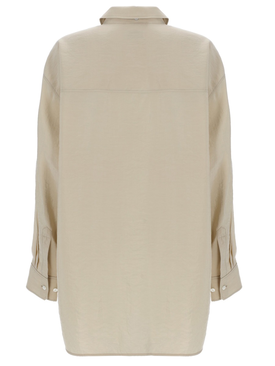 Lemaire Long-Sleeved Neckline Tie Silk Shirt Neutraal