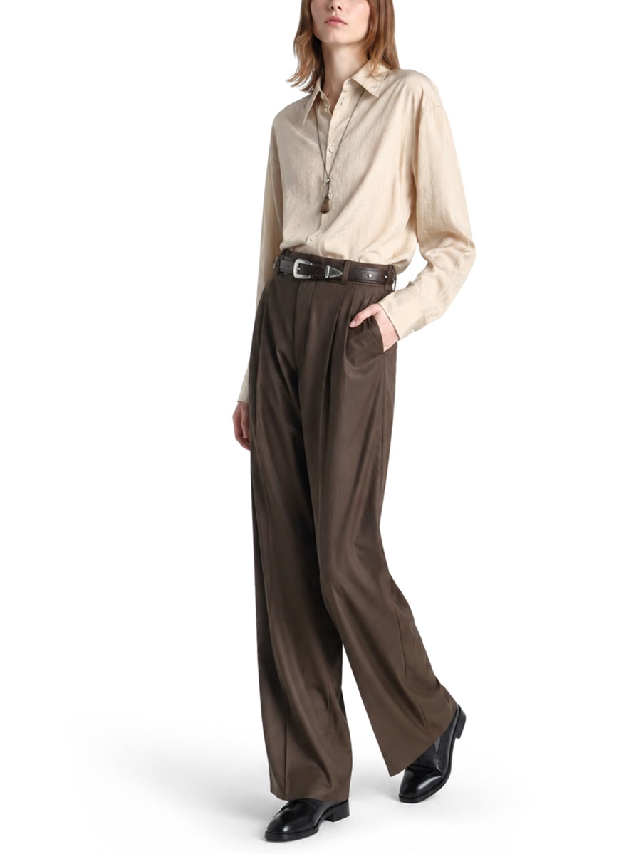 Lemaire Long-Sleeved Neckline Tie Silk Shirt Neutraal