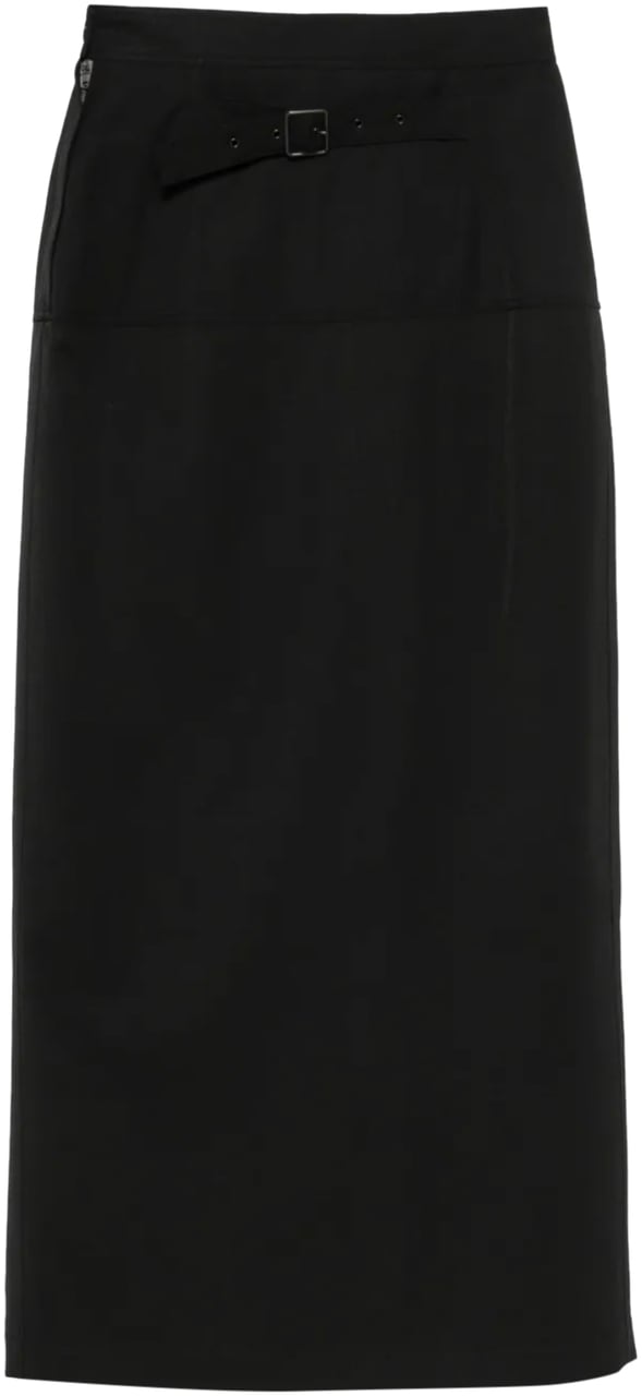 Lemaire Long Skirt With Slit Black Zwart