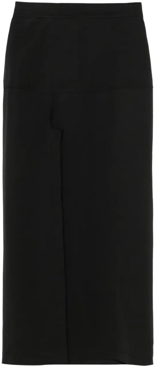 Lemaire Long Skirt With Slit Black Zwart