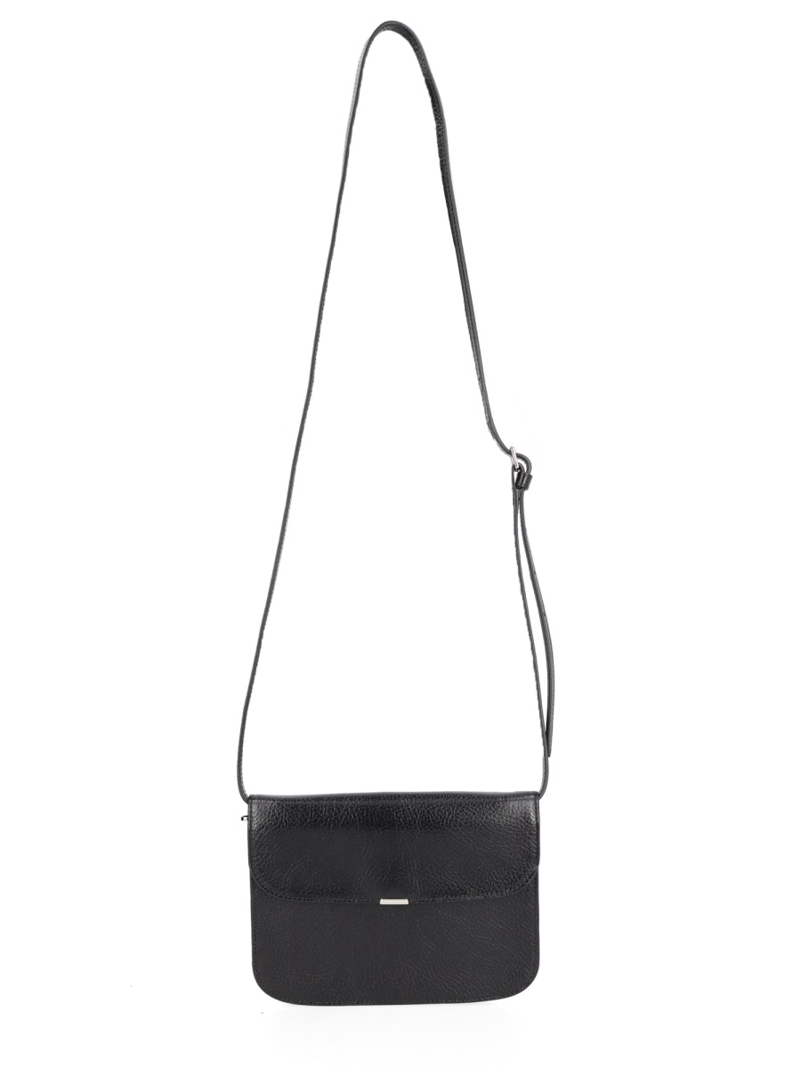 Lemaire Neutrals Soft Tab Shoulder Wallet Zwart